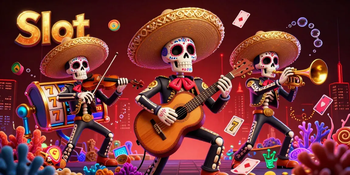 Spin the Slot reels with vibrant mariachi characters celebrating fortune in a lively casino scene.