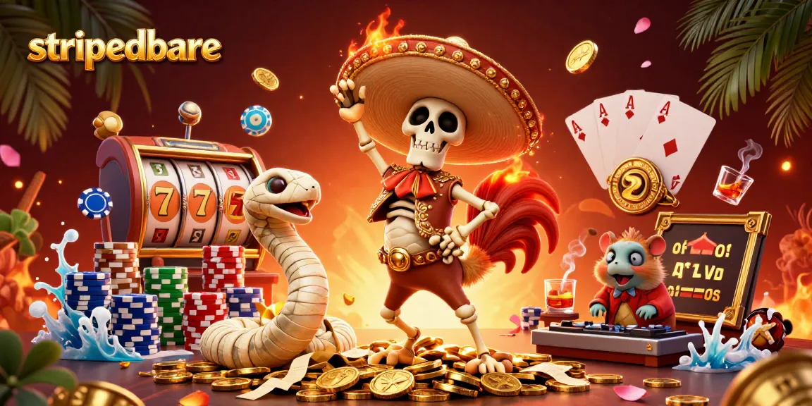 Menangkan pengalaman permainan kasino luar biasa di strippedbare dengan karakter unik dan simbol slot mengkilat.