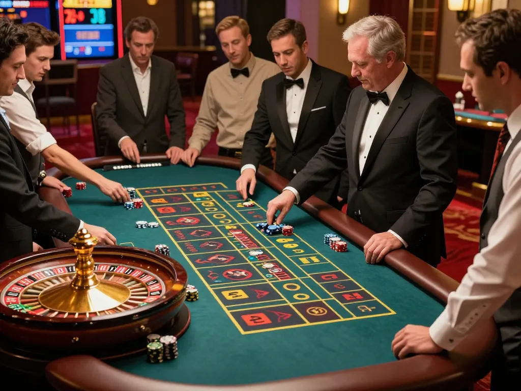 Pemain yang terlibat memasang taruhan selama permainan roulette mpi2121 yang mendebarkan di lingkungan kasino mewah.