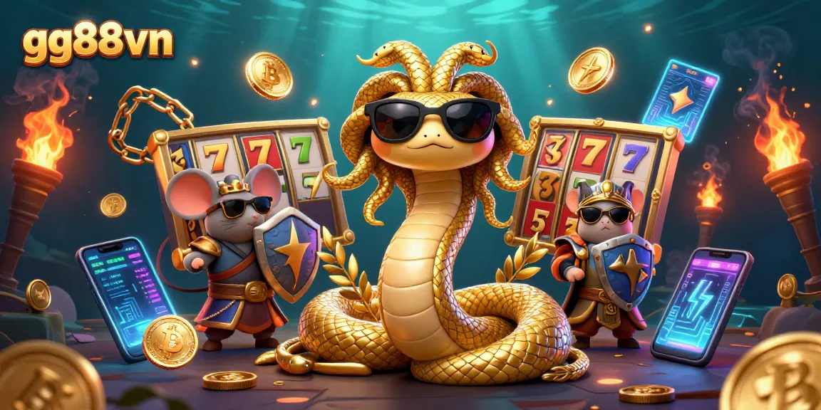Experience thrilling gameplay at gg88vn with friendly characters and vibrant casino elements in a dynamic 3D scene.