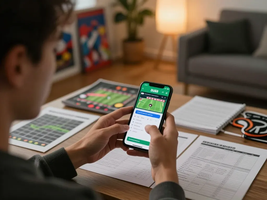 Place bets seamlessly with the DU88 app in a modern sports betting setup featuring strategic notes.