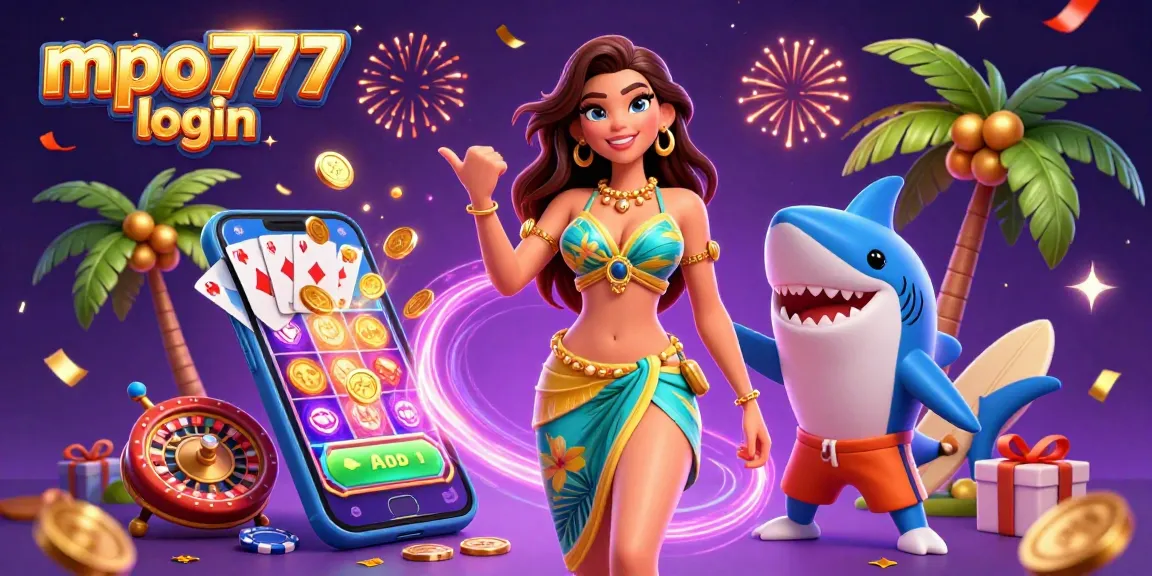 Engage with mpo777 login for thrilling slots and gaming action in this vibrant casino illustration.