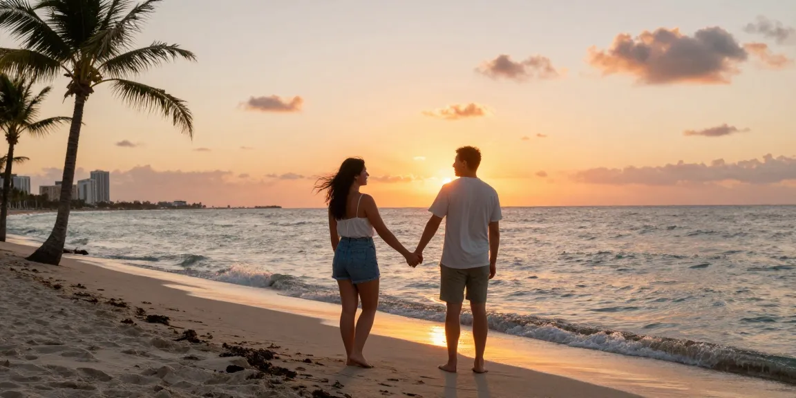 Pasangan di https://miami4d.com/ menikmati pemandangan matahari terbenam di pantai Miami dengan suasana romantis.