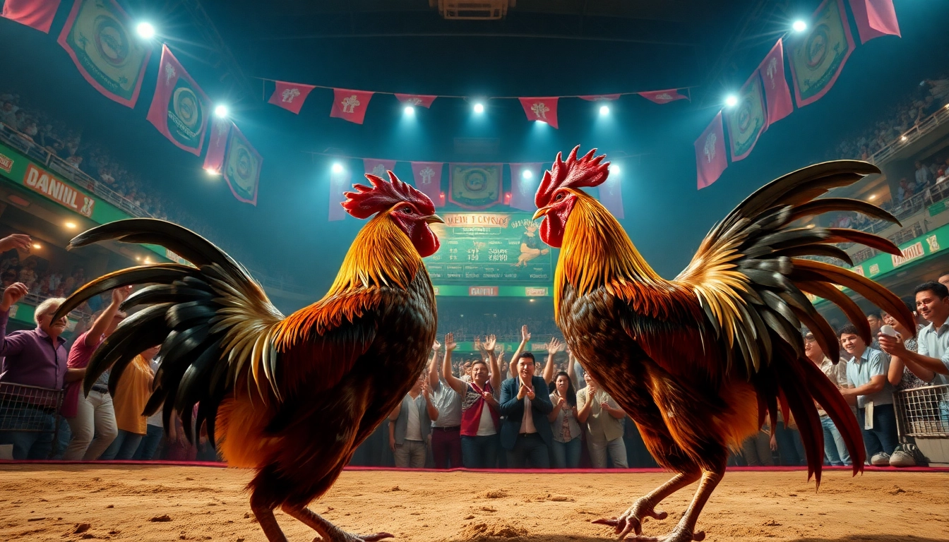 Experience dagatructiep 1 with an exciting live cockfighting scene featuring vibrant action and an enthusiastic crowd.