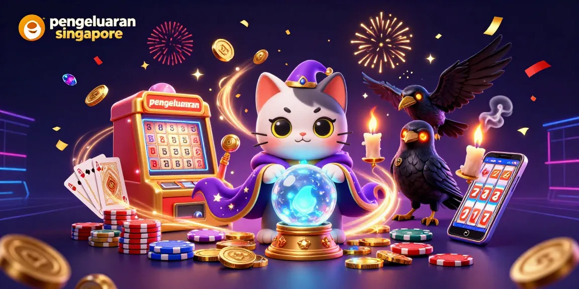 Experience pengeluaran singapore with dynamic fortune teller mystic cat, raven, and shimmering coins.