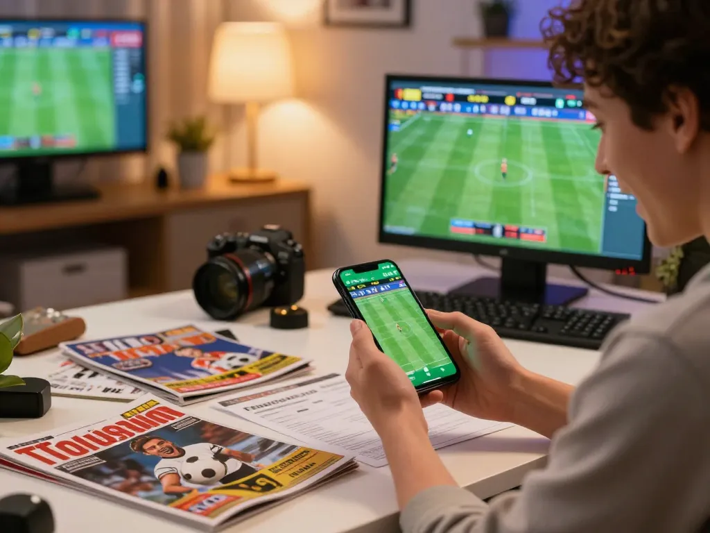 Engaging sports betting action with go8 app on smartphone, showcasing an authentic gambling experience