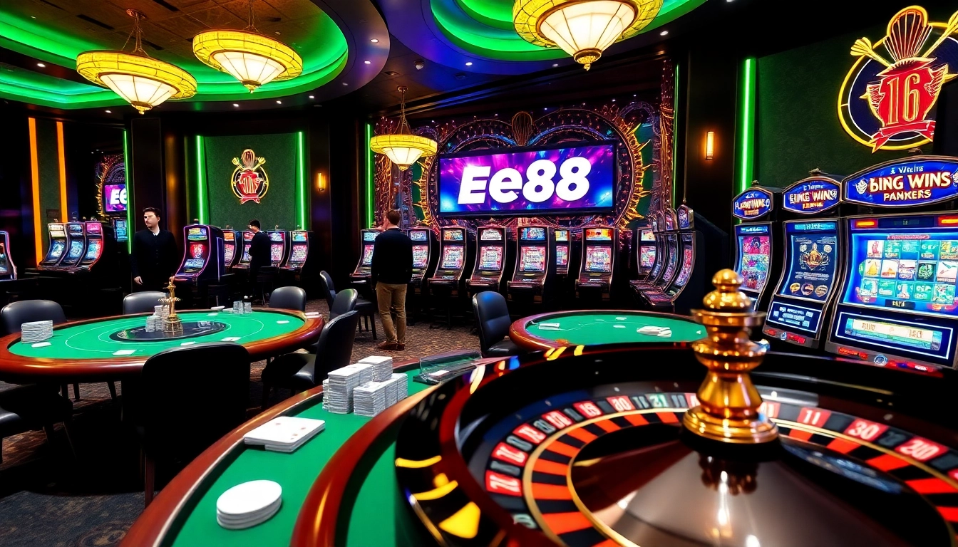 Experience the excitement of EE88 with vibrant casino tables and thrilling games.