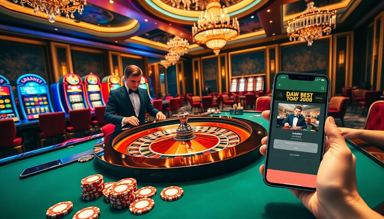 Experience thrilling gameplay at https://da88st.com/ with luxurious casino elements like roulette and slot machines.