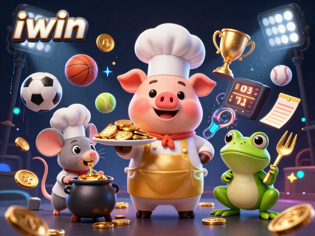 Experience thrilling sports betting with iwin's dynamic 3D illustration packed with excitement.