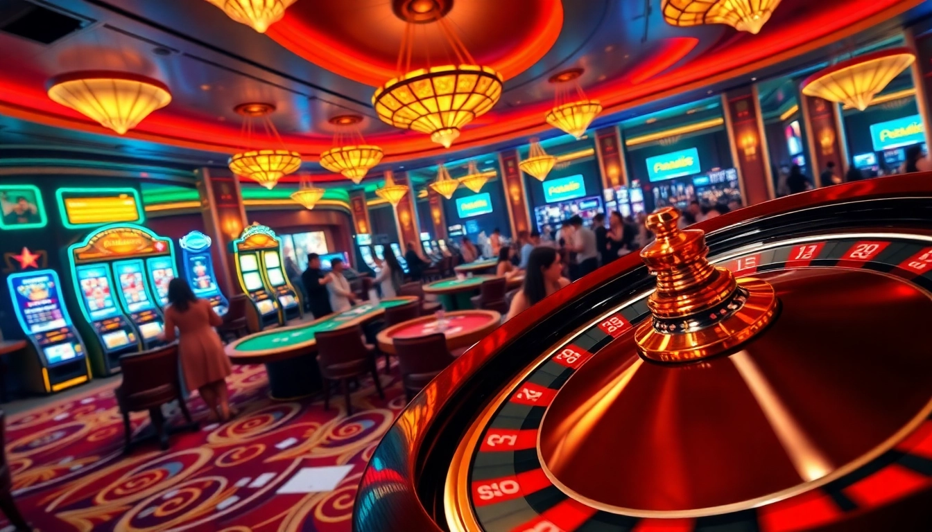 Exciting gameplay at Cổng game HITCLUB featuring vibrant casino elements and enthusiastic players.