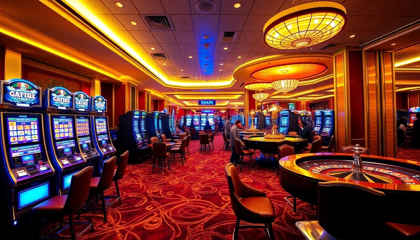 Experience the thrill of Diwa 777 at a luxurious casino with vibrant slot machines.