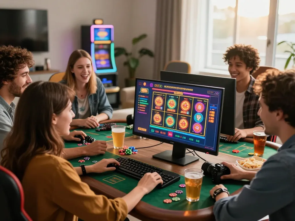 Exciting online gaming session with friends playing sultan88 on a vibrant casino platform.