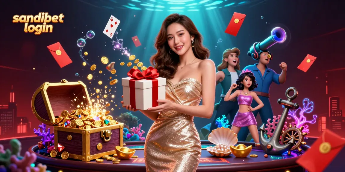 Terlibat dengan sandibet login untuk permainan menang yang menampilkan wanita Asia yang memikat dan elemen kasino yang meriah.