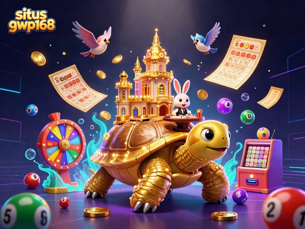 Raih kemenangan di situs gwp168, dengan ilustrasi kasino 3D penuh warna dan elemen menarik.