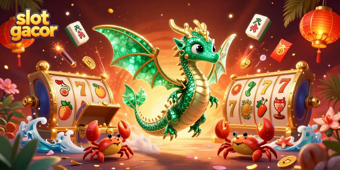 Experience the thrill of slot gacor with vibrant dragons and exciting game elements in this 3D illustration.