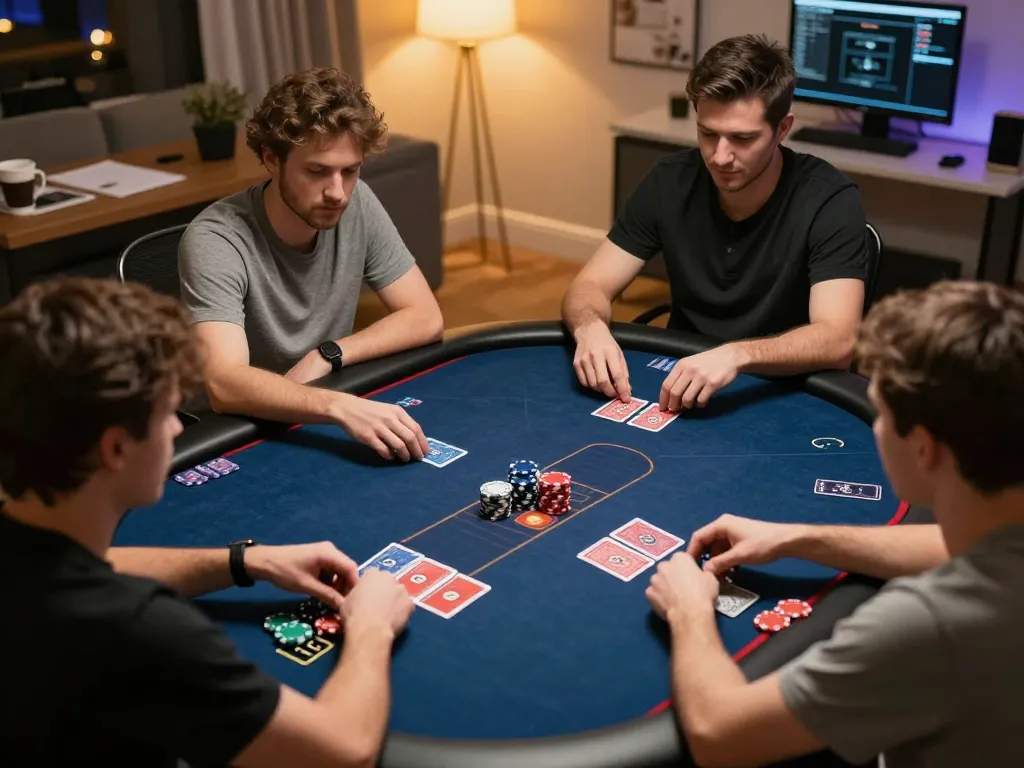 tr88 online poker game in progress with players seriously engaged, showcasing strategic gameplay.