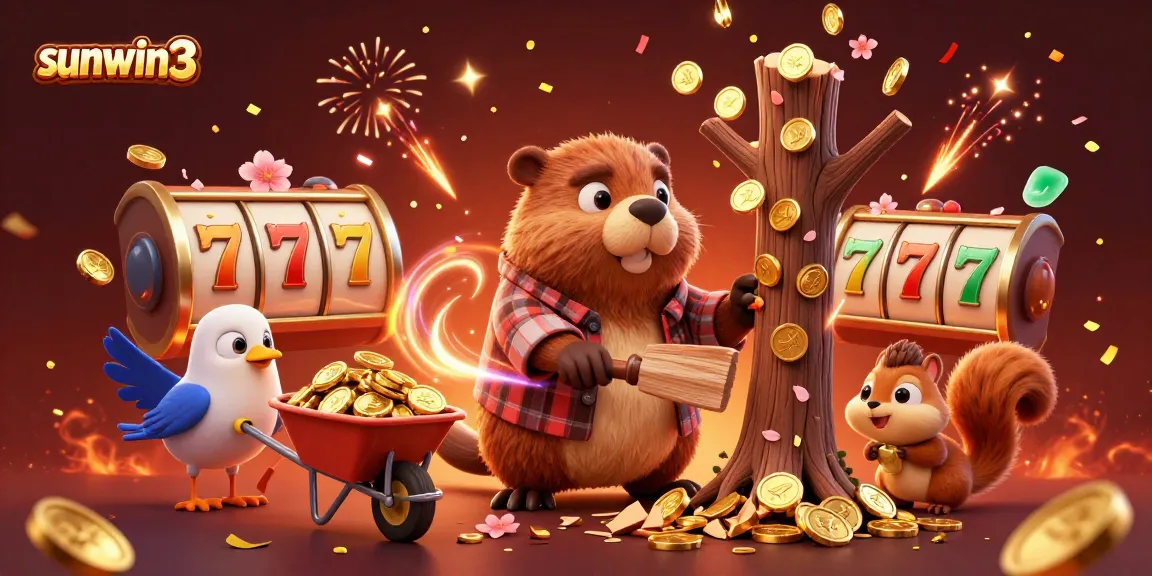 Engage in thrilling gameplay at sunwin3 with a vibrant 3D scene of joyous characters collecting winnings.