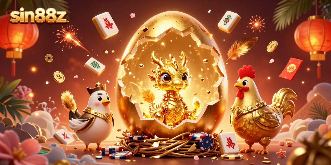 Experience thrilling wins with sin88z, featuring a golden dragon amidst vibrant casino elements.