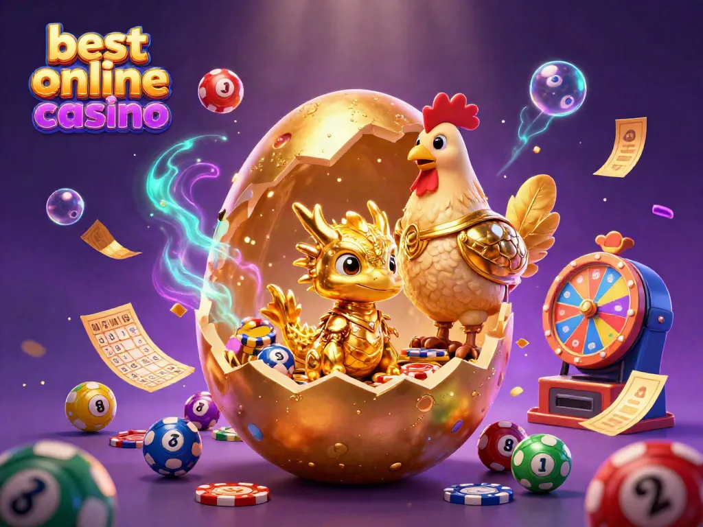 Experience thrilling wins at the best online casino with a golden dragon and vibrant game elements.
