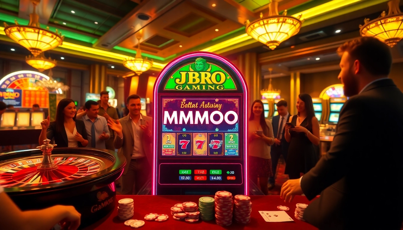 Players engaging with JDB Gaming MMOO slot machine in a dynamic casino environment.