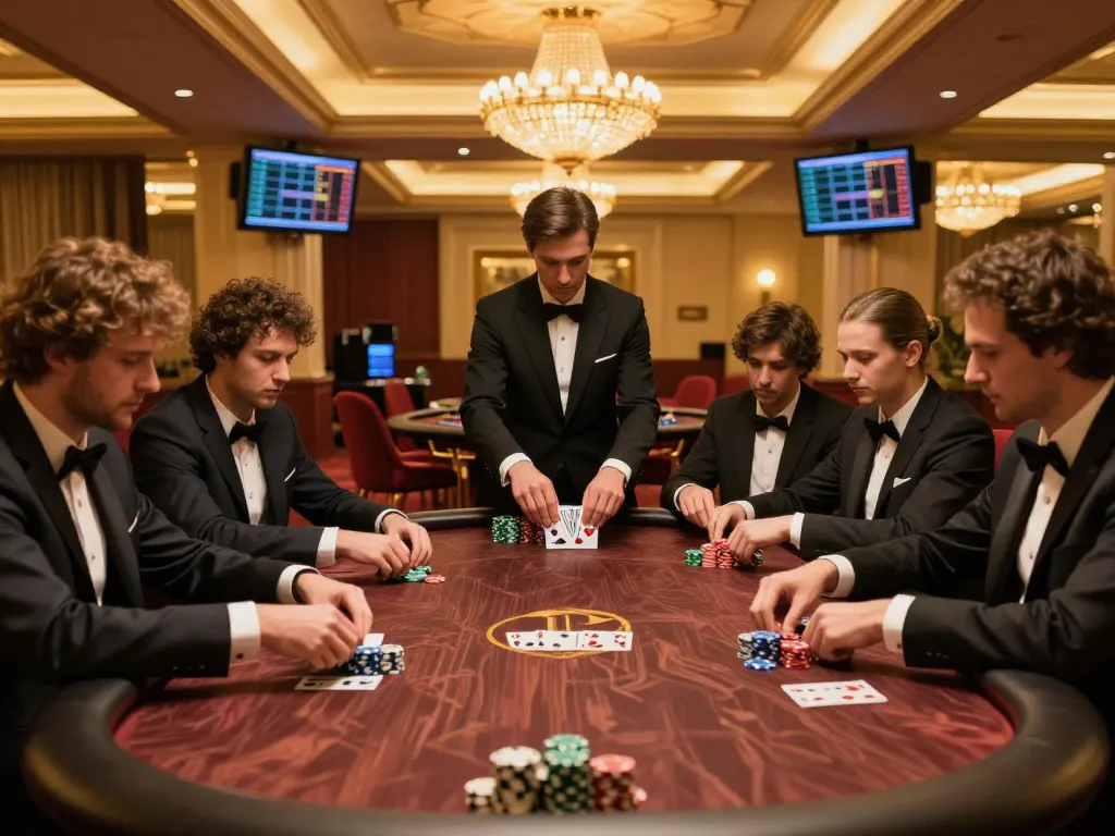 Players engaging in a high-stakes poker round at HM88 casino, showcasing strategic gameplay and tension