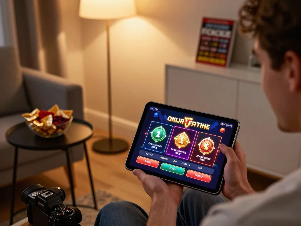 Engaging gameplay on octaslot platform during cozy home gaming session.