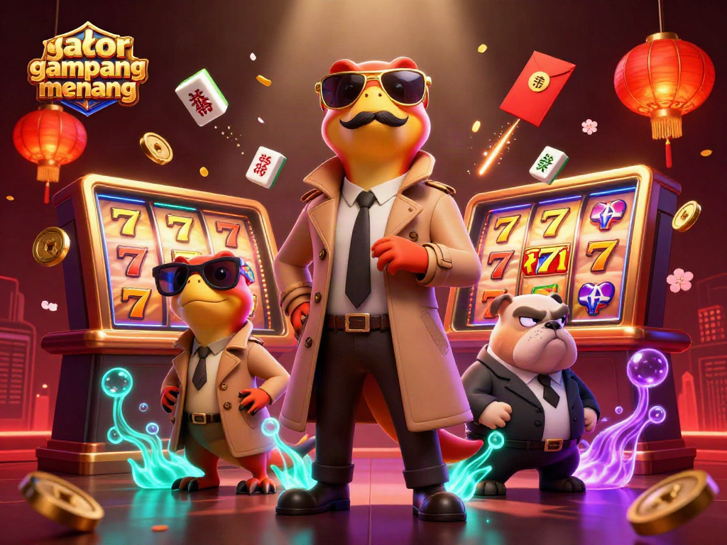 Engage with slot gacor gampang menang through thrilling raptor antics in a vibrant 3D casino scene.