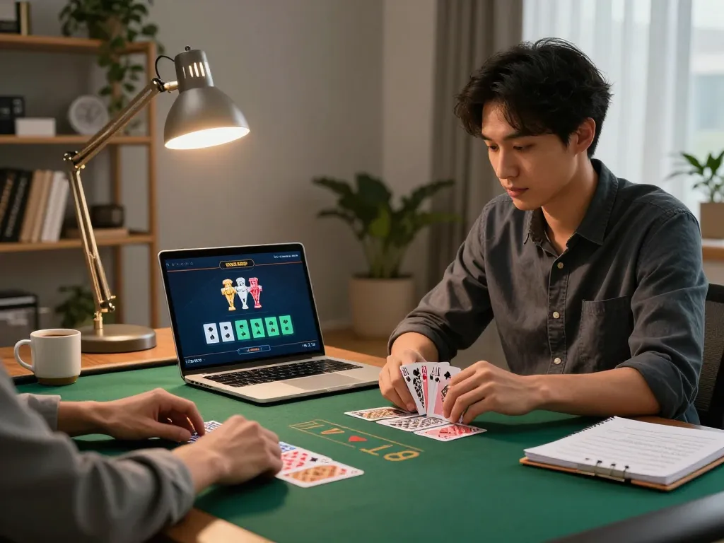 Link Chính Thức F168 displayed on a laptop screen as the user strategizes their poker game