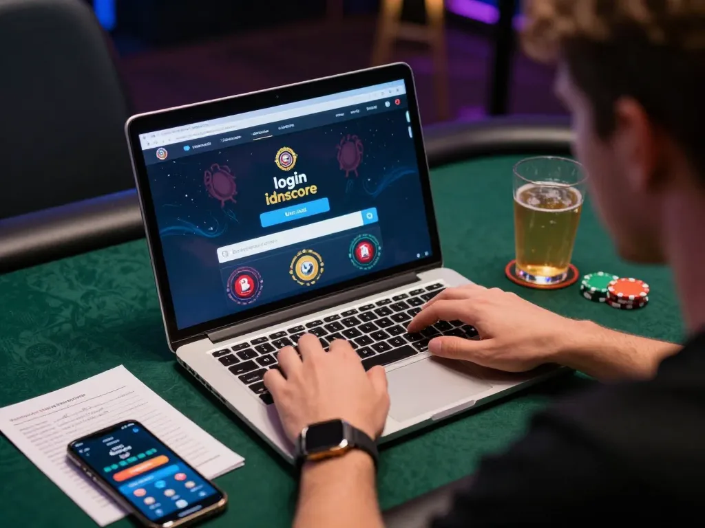 Engaging in online poker gameplay while using login idnscore for casino interface access.