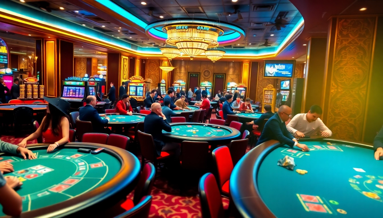 Permainan kasino menarik dengan SBOBET88 dan suasana penuh energi di kasino.