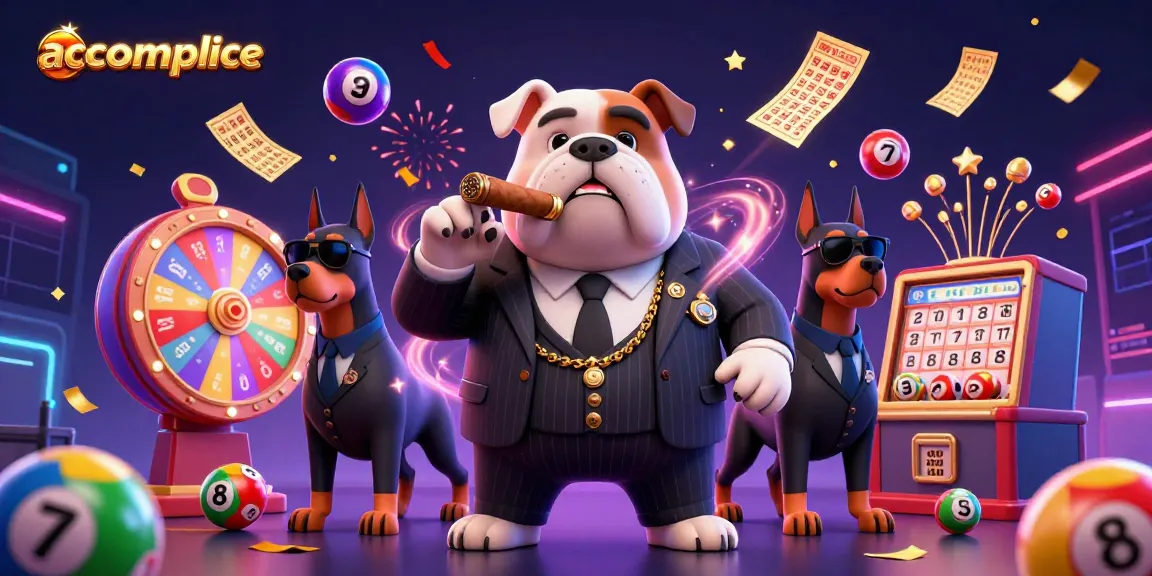 Join the excitement at accomplice, featuring 3D cartoon mafia boss bulldog and Doberman bodyguards in a dynamic casino scene.