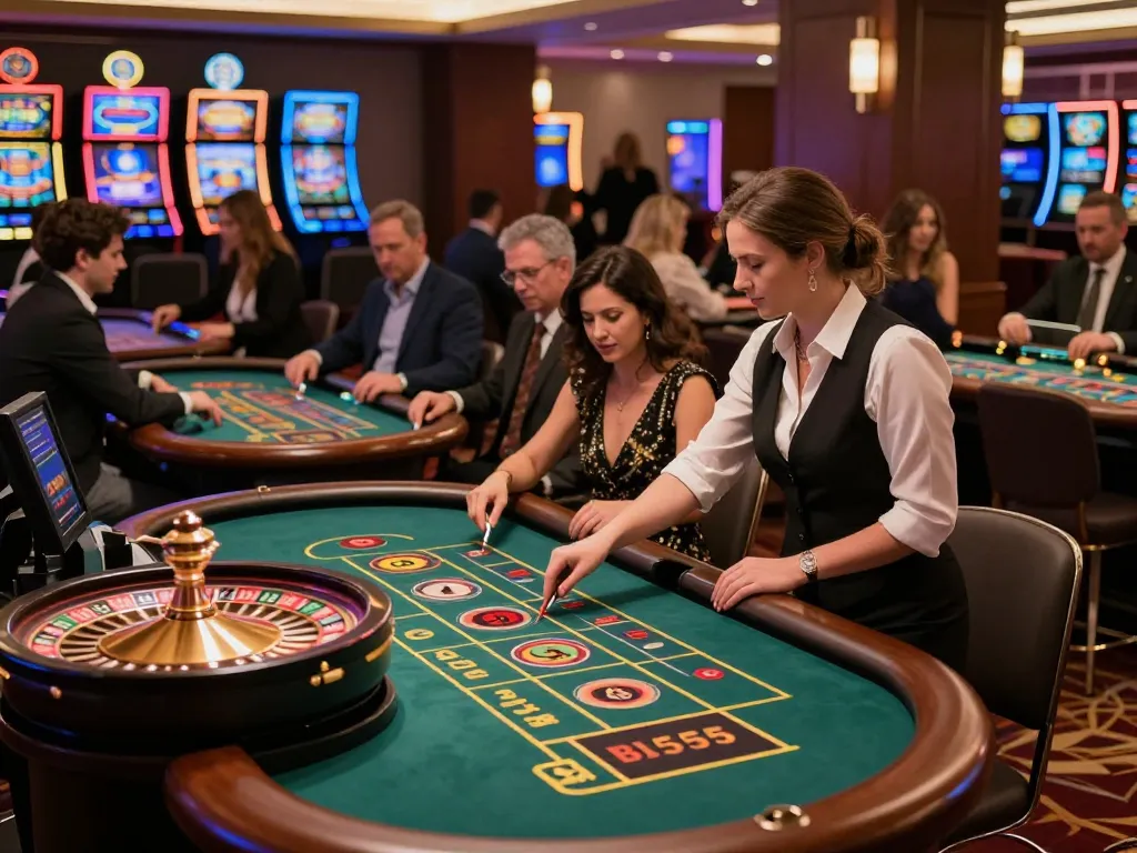 Exciting gameplay at BL555 casino with players engaging at roulette tables.
