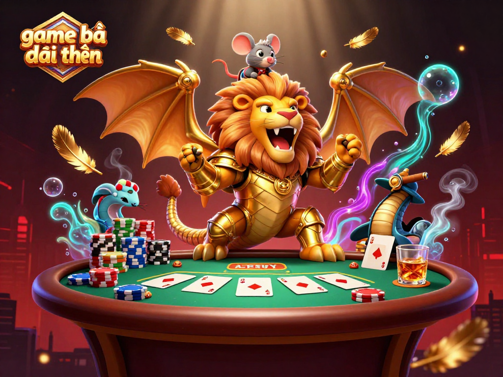 Engage in thrilling game bài đổi thưởng action with an epic chimera and poker elements.