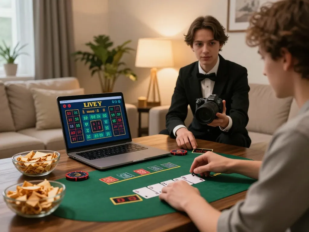 Player enjoying an exciting rr88 live dealer blackjack game on tablet in cozy home setting.