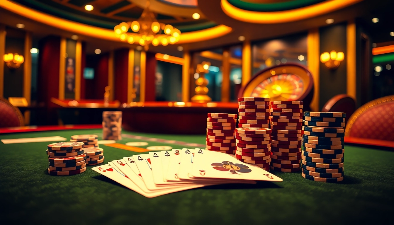 Engaging poker game at F8BET with vibrant chips and stylish casino cards.
