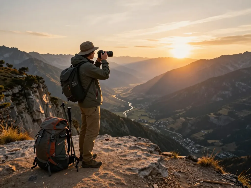 Traveler enjoying stunning views at a mountain viewpoint, inspired by adventures like flying in the 789P aircraft.