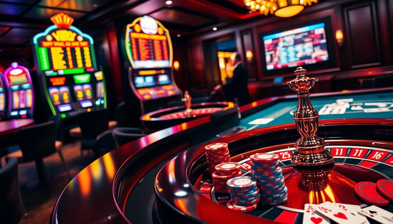 Experience the thrill of winnings with vz99 casino gaming, featuring poker tables and vibrant slot machines.