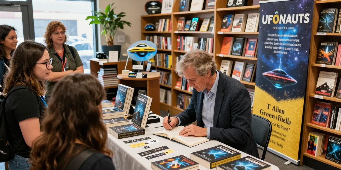 Explore T Allen Greenfield's award-winning UFOnauts at his book signing event, capturing reader engagement.