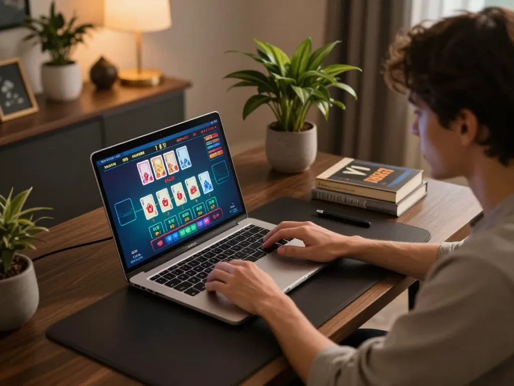 Experience immersive gameplay at rikvip with a player engaging in a live dealer game online.