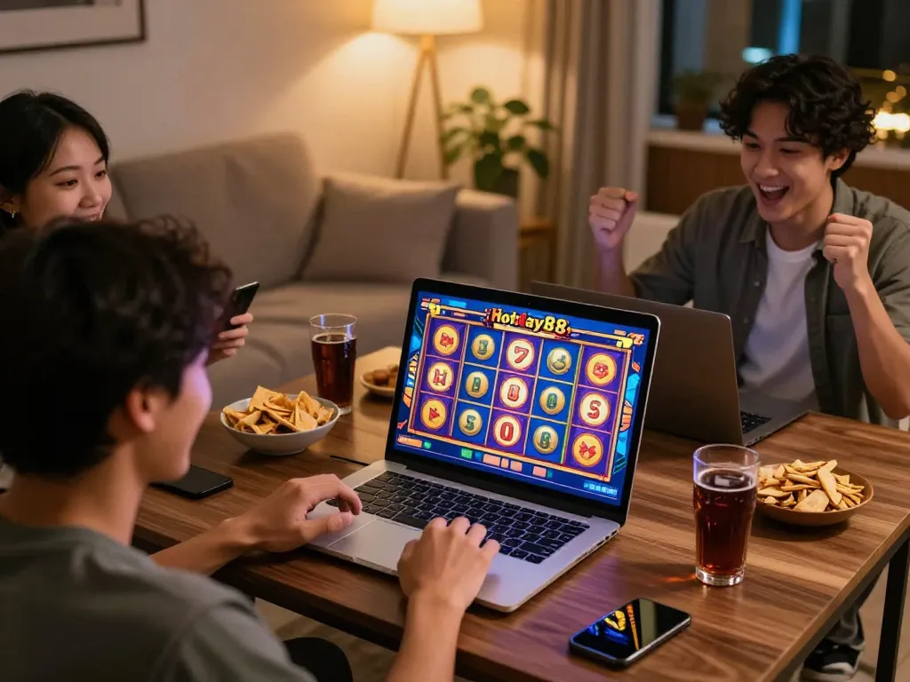pemain hotplay88 daftar merayakan kemenangan sambil menikmati permainan slot daring