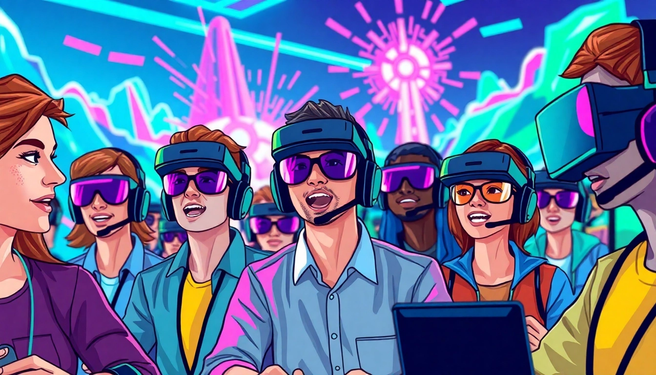 Engaged gamers in a vibrant setting illustrating the essence of higame community.