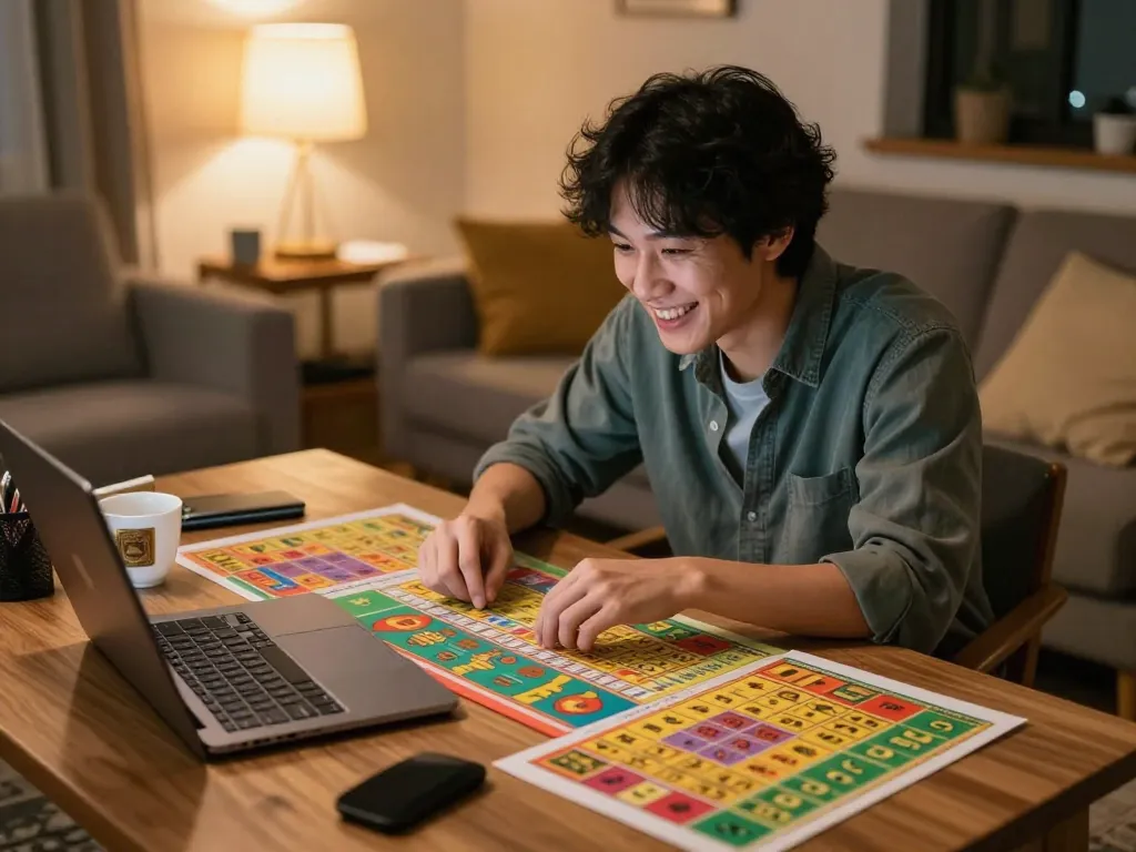 Lô đề online player enjoying an engaging home gaming experience with laptop and betting materials