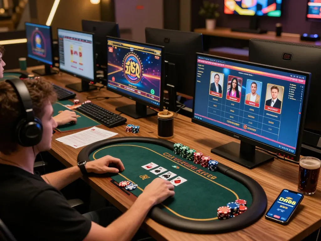 Engaging in multiple games on DR88 with a high-tech gaming setup and strategy notes