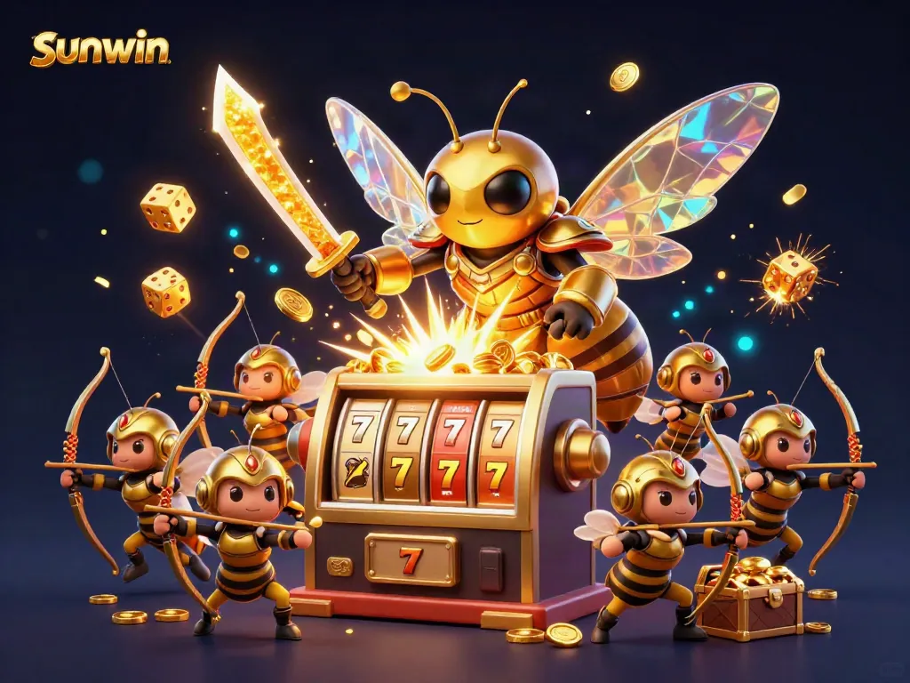 Experience the thrill of sunwin jackpots with glowing coins and playful characters in action.