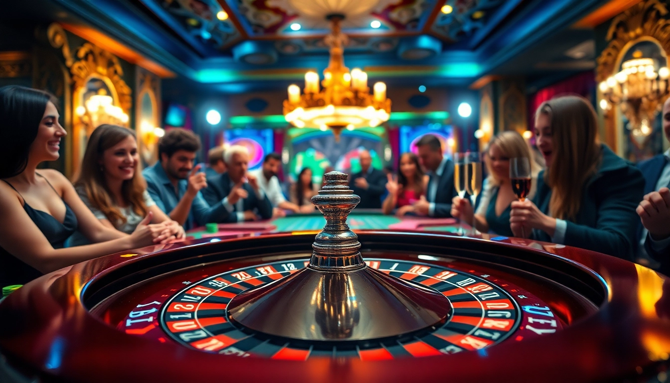 Engaged players at a citinow casino roulette table, highlighting excitement and vibrant atmosphere.