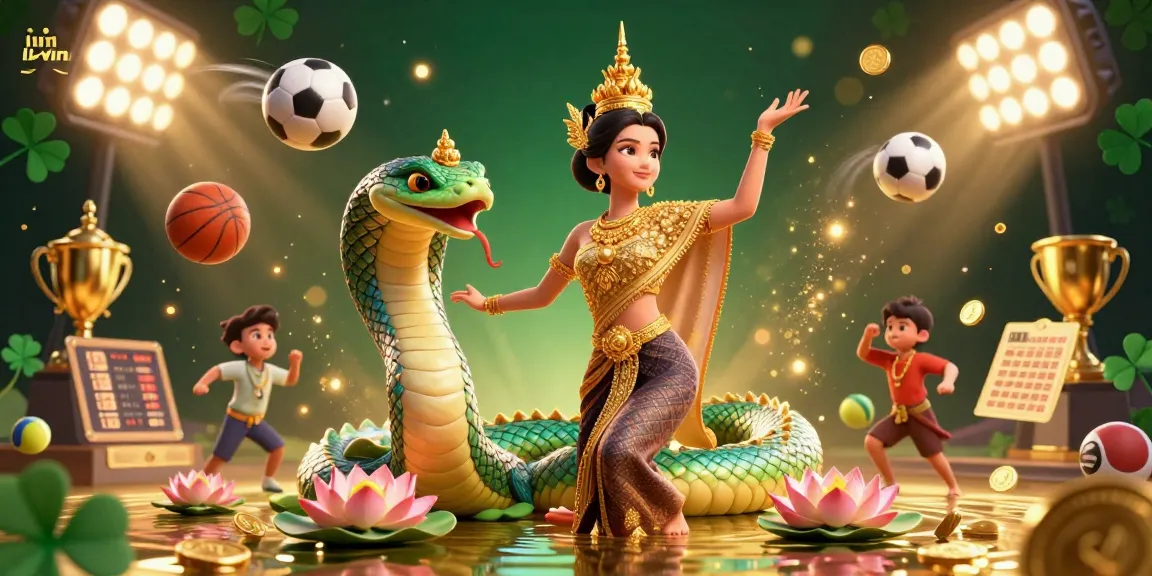 Win big at llwin with vibrant 3D casino illustrations featuring Thai dancer and Naga serpent.