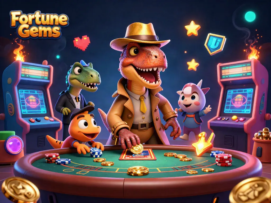 หมุนวงล้อในเกมสล็อต Fortune Gems พร้อมกับไดโนเสาร์การ์ดเคาเตอร์และพนักงานที่มีเป้าสงสัย