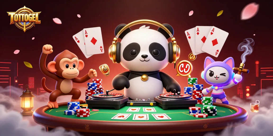 Engage with TOTOTOGEL through this vibrant digital casino scene showcasing lively characters and exciting game elements.