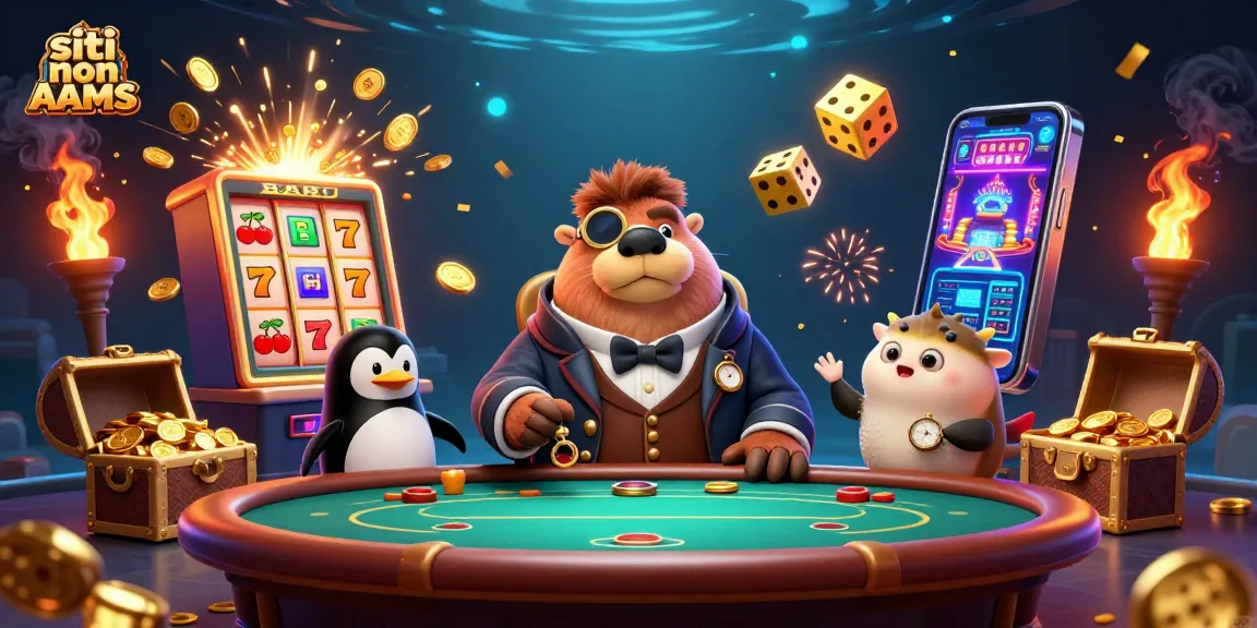 Partecipa a un gioco emozionante con i siti non AAMS mentre personaggi dei cartoni animati si divertono in una scena di casinò subacqueo.