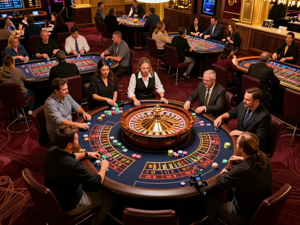 Players enjoying lively roulette action at a casino with TT88 excitement and colorful chips.